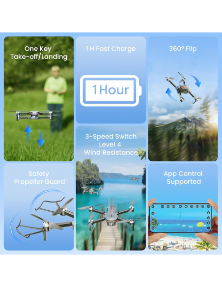 Dron HOFMOC HM-01 con cámara 4K, plegable y RC, 35 min vuelo