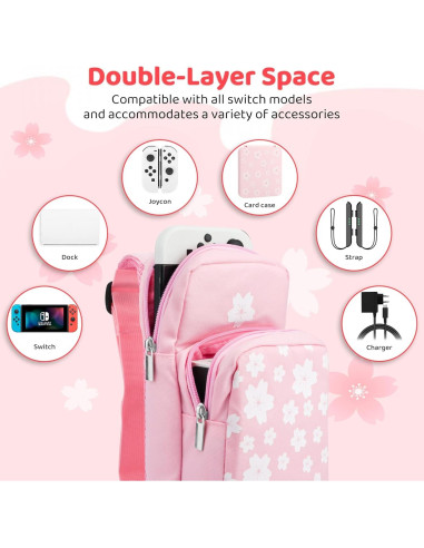 Bolsa de Viaje Rosa RHOTALL para Nintendo Switch - Kawaii