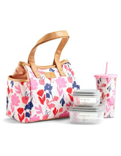 Bolsa de Almuerzo Aislada Fit & Fresh Floral Rosa con Contenedores