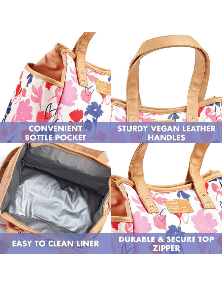 Bolsa de Almuerzo Aislada Fit & Fresh Floral Rosa con Contenedores