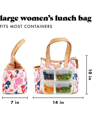 Bolsa de Almuerzo Aislada Fit & Fresh Floral Rosa con Contenedores