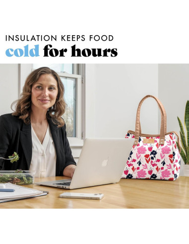 Bolsa de Almuerzo Aislada Fit & Fresh Floral Rosa con Contenedores