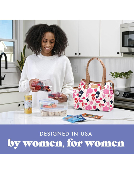Bolsa de Almuerzo Aislada Fit & Fresh Floral Rosa con Contenedores