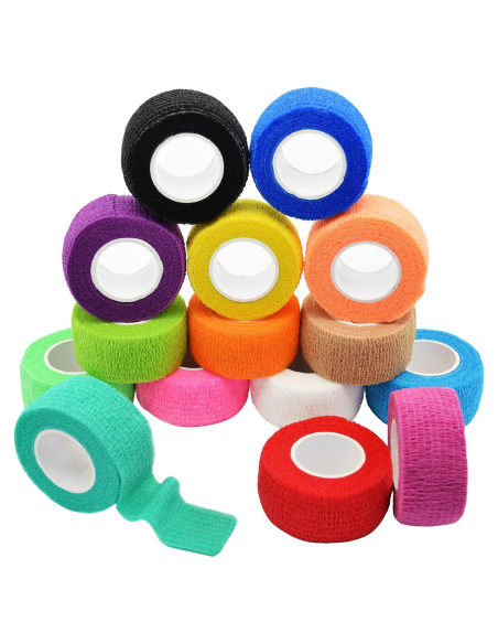 Paquete de 15 Rollos de Venda Cohesiva 2.54 cm x 4.57 m FEILIBAY