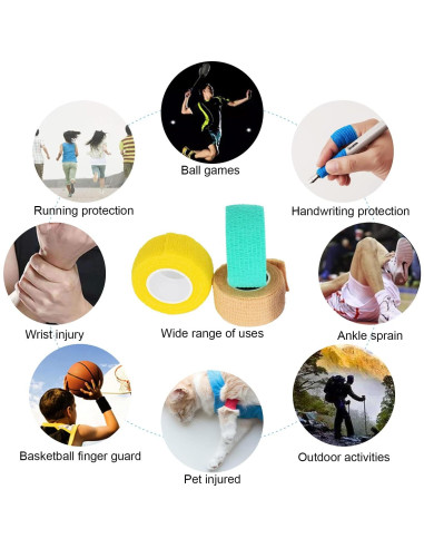 Paquete de 15 Rollos de Venda Cohesiva 2.54 cm x 4.57 m FEILIBAY