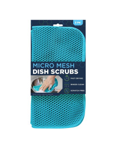 Estropajos de Malla S&T INC. Paquete de 3, 29.21 cm, Azul