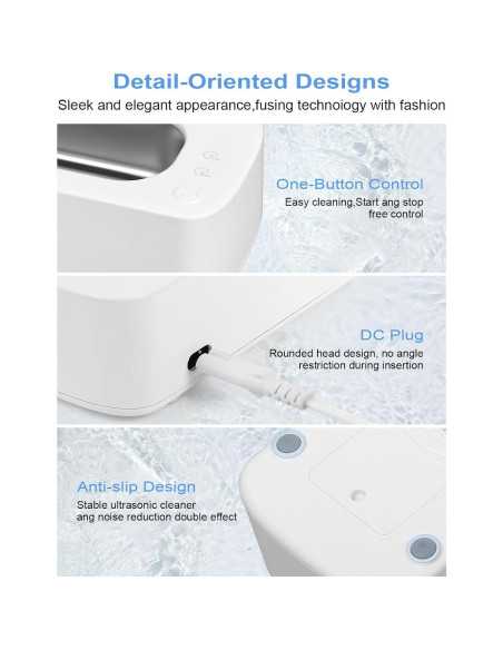 Limpiador Ultrasónico de Joyas Gcdaxour 350ml 48kHz Portátil