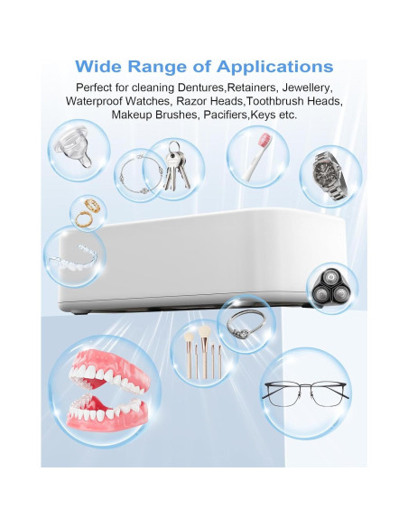 Limpiador Ultrasónico de Joyas Gcdaxour 350ml 48kHz Portátil