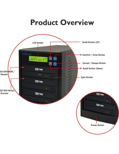 Duplicador de DVD/CD PlexCopier PLEX-S3T-DVD-BK 24X Negro