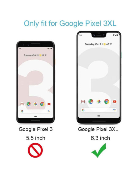 Protector de Pantalla Vidrio Templado HYGAMOCC para Google Pixel 3XL
