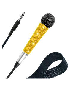 Micrófono Karaoke Dinámico Cardioide RK Dorado 3.5m