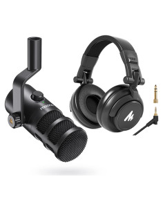 Micrófono Dinámico USB MAONO PD100U con Auriculares MH601