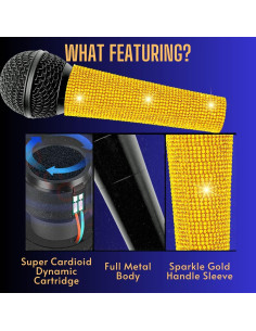 Micrófono Karaoke Dinámico Cardioide RK Dorado 3.5m 2