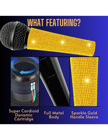 Micrófono Karaoke Dinámico Cardioide RK Dorado 3.5m