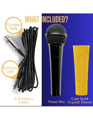 Micrófono Karaoke Dinámico Cardioide RK Dorado 3.5m