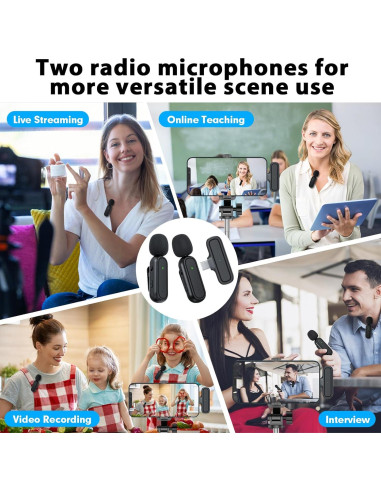 Paquete de 2 Micrófonos Lavalier Inalámbricos CoolMouse K61