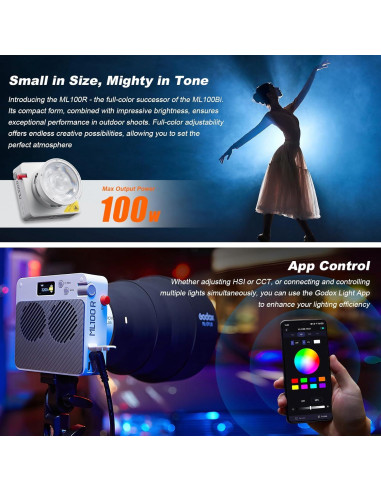 Godox ML100R Luz de Video RGB 110W 1800K-10000K 14 Modos FX