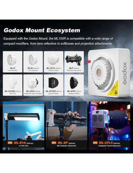 Godox ML100R Luz de Video RGB 110W 1800K-10000K 14 Modos FX