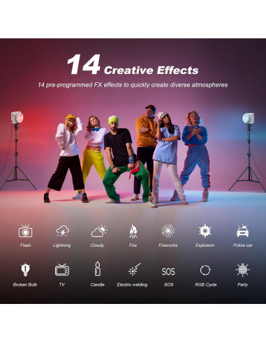 Godox ML100R Luz de Video RGB 110W 1800K-10000K 14 Modos FX