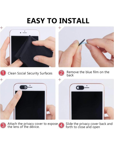 Set de 10 Cubiertas de Webcam MUBUY-GOL Ultra Fina Negra