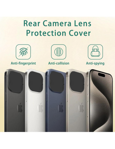 Cubierta de Cámara MakLuen para iPhone 15 Pro/Pro Max - Negro
