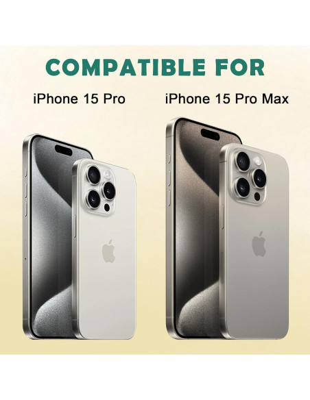 Cubierta de Cámara MakLuen para iPhone 15 Pro/Pro Max - Negro