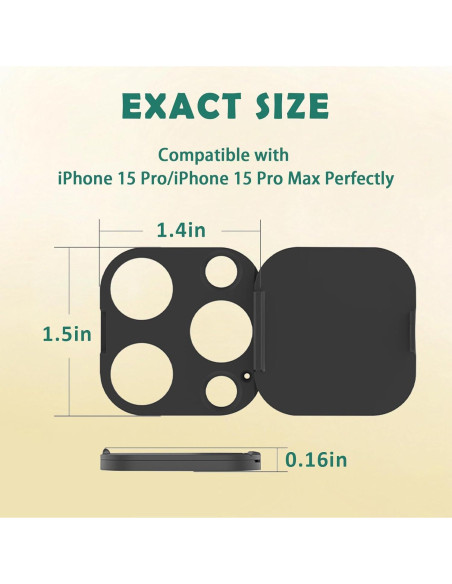 Cubierta de Cámara MakLuen para iPhone 15 Pro/Pro Max - Negro