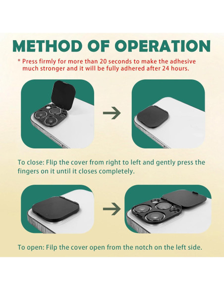 Cubierta de Cámara MakLuen para iPhone 15 Pro/Pro Max - Negro