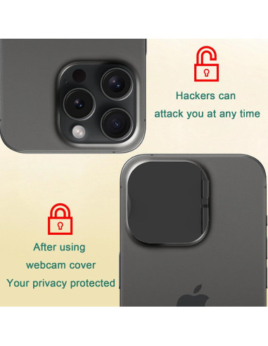 Cubierta de Cámara MakLuen para iPhone 15 Pro/Pro Max - Negro