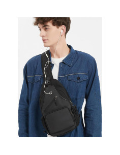 Bolsa Cruzada Javolto Negra con Correa Ajustable y Espacio Amplio 2