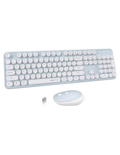 Teclado y Ratón Inalámbricos KKT Verde-Blanco 2.4GHz