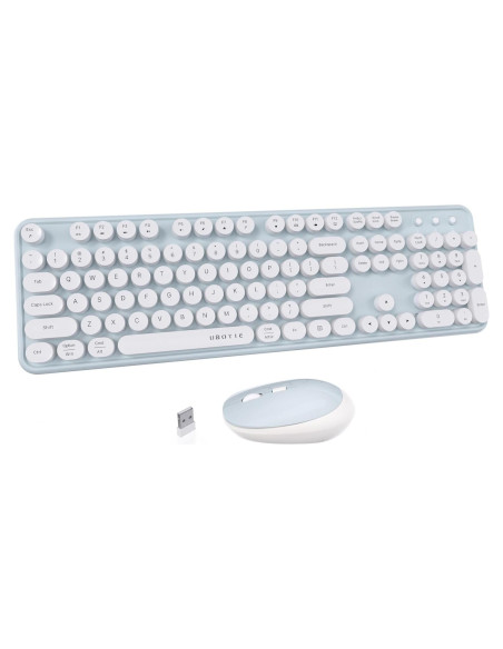 Teclado y Ratón Inalámbricos KKT Verde-Blanco 2.4GHz