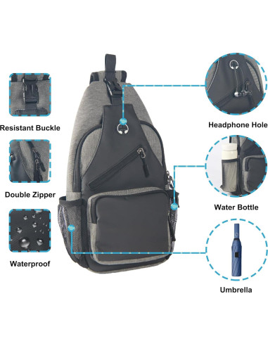 Bolsa Cruzada Javolto Negra con Correa Ajustable y Espacio Amplio