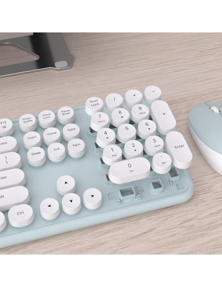 Teclado y Ratón Inalámbricos KKT Verde-Blanco 2.4GHz