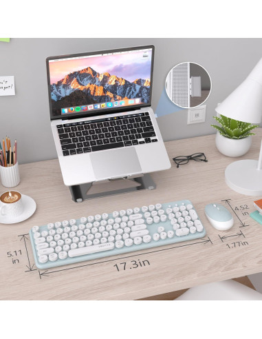 Teclado y Ratón Inalámbricos KKT Verde-Blanco 2.4GHz