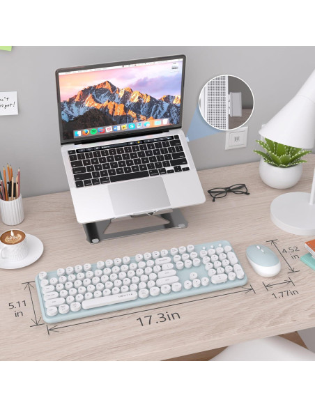 Teclado y Ratón Inalámbricos KKT Verde-Blanco 2.4GHz