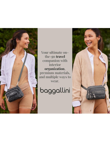 Baggallini Triple Zip Bolsa Cruzada Mujer 20x15 cm Resistente