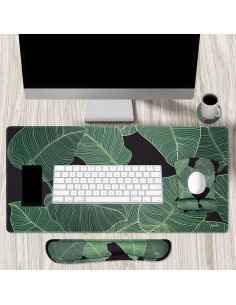 Conjunto Alfombrilla de Teclado y Ratón MOSISO Hojas Tropicales 2