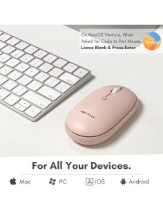Ratón Inalámbrico Bluetooth Macally Rosa - Silencioso y Recargable 2