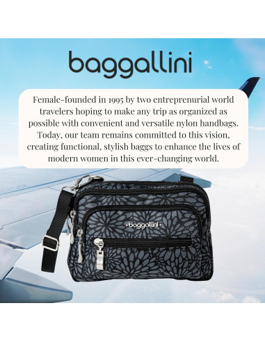 Baggallini Triple Zip Bolsa Cruzada Mujer 20x15 cm Resistente