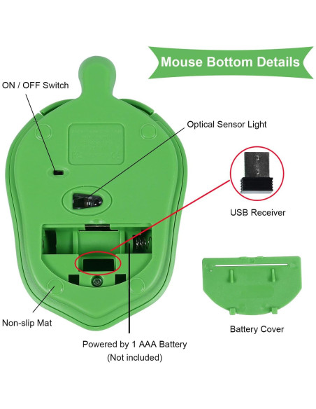 Ratón Inalámbrico Ergonómico Tortuga XINGBAOKEJI 1600 DPI Verde