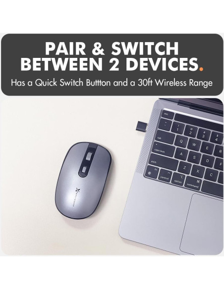 Ratón Inalámbrico Dual USB-C X9 - Multi Dispositivo - Gris