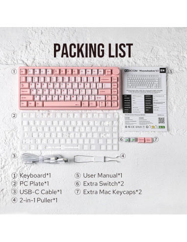 Teclado Mecánico Inalámbrico KiiBoom Moonshadow V2 Rosa 75%