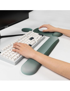 Juego Almohadilla Ergonómica Ratón y Reposamuñecas Teclado Verde 2