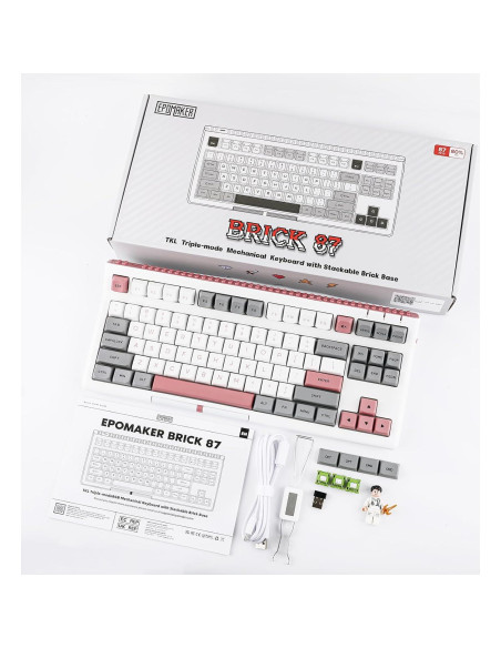 Teclado Mecánico TKL EPOMAKER Brick 87 Gris Rosa Interruptor Peach Lily Teclado Mecánico TKL EPOMAKER Brick 87 Gris Rosa Interruptor Peach Lily