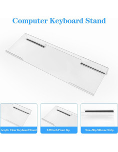 Soporte de teclado acrílico KEPUTAIER con reposamuñecas de gel 3 en 1 2