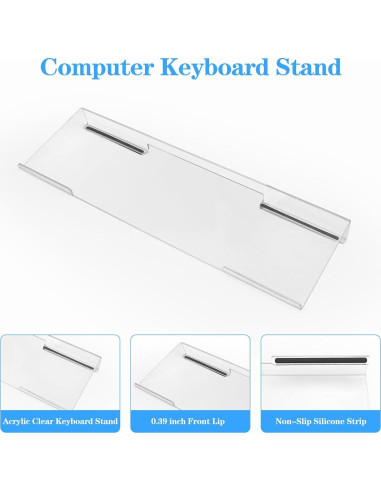 Soporte de teclado acrílico KEPUTAIER con reposamuñecas de gel 3 en 1