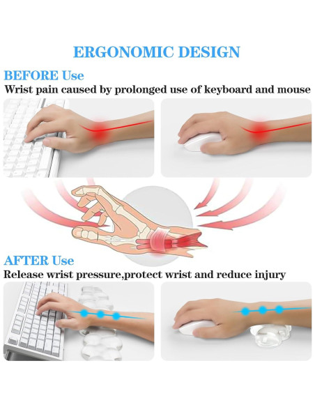 Soporte de teclado acrílico KEPUTAIER con reposamuñecas de gel 3 en 1 Soporte de teclado acrílico KEPUTAIER con reposamuñecas de gel 3 en 1