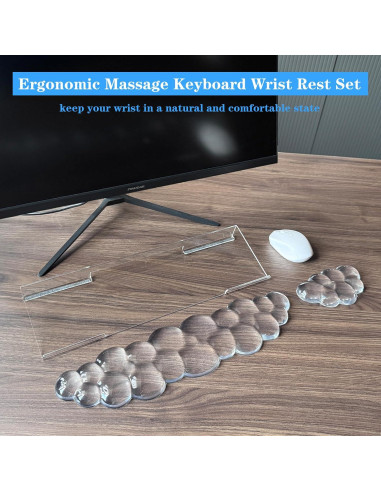 Soporte de teclado acrílico KEPUTAIER con reposamuñecas de gel 3 en 1