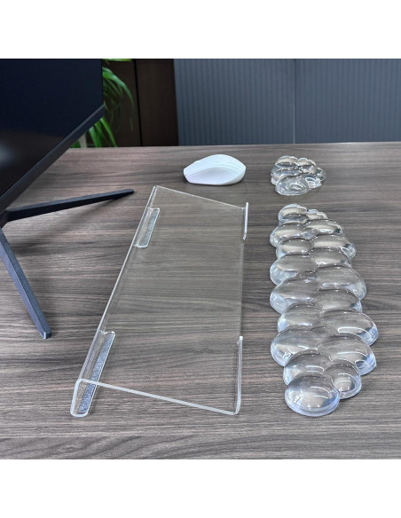 Soporte de teclado acrílico KEPUTAIER con reposamuñecas de gel 3 en 1 Soporte de teclado acrílico KEPUTAIER con reposamuñecas de gel 3 en 1